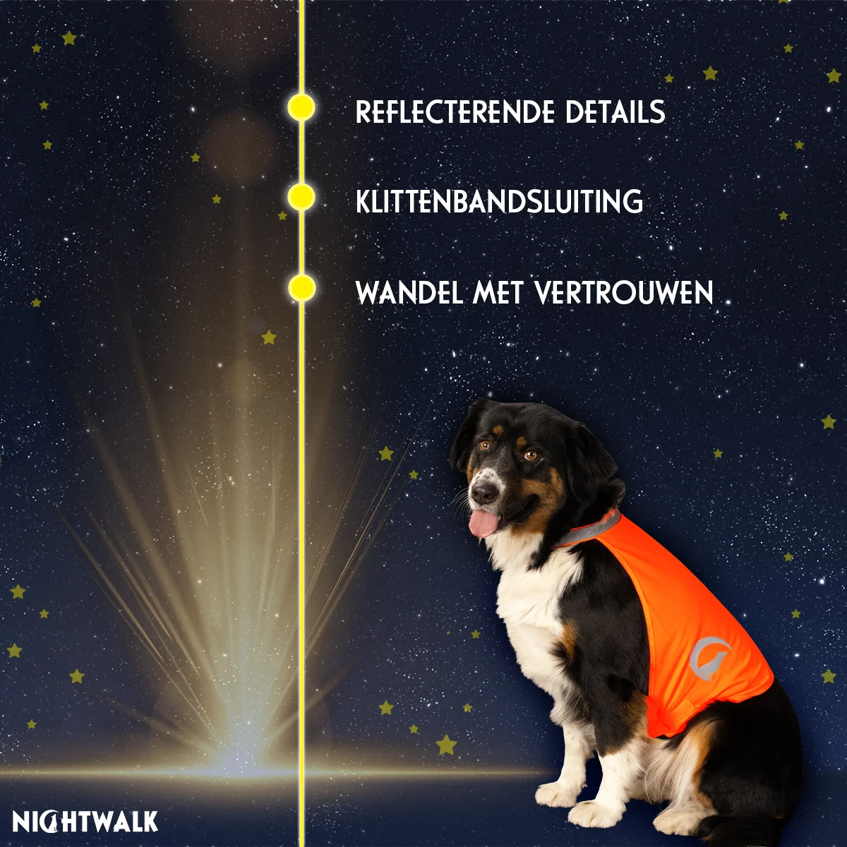 Bezpečnostní vesta pro psy s reflexními prvky a zapínáním na suchý zip, oranžová, M – Nightwalk Safety Vest - Obrázek 3