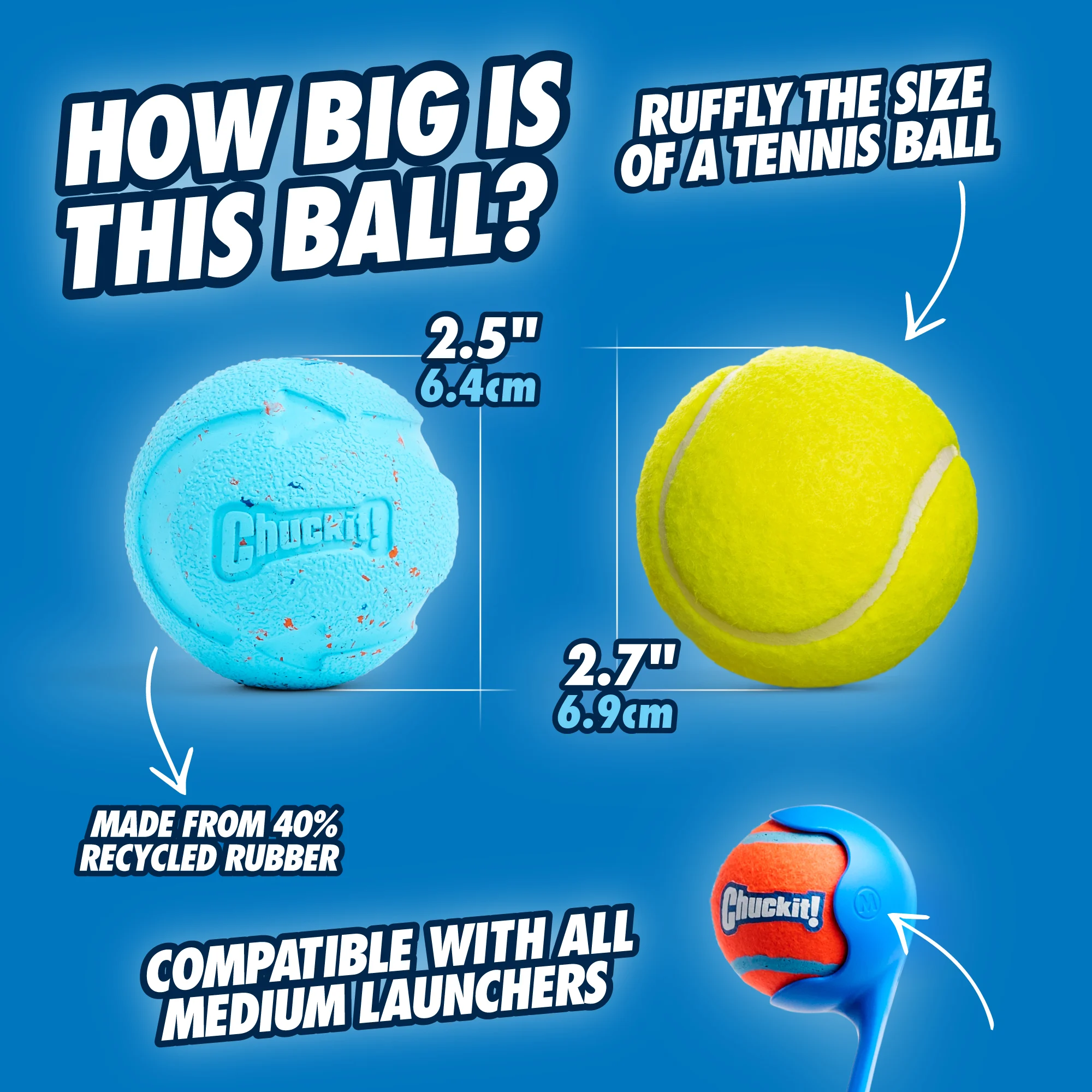 Skákací míčky pro psy z recyklované gumy, 2 kusy – Chuckit! Rebounce Fetch Ball M - Obrázek 3