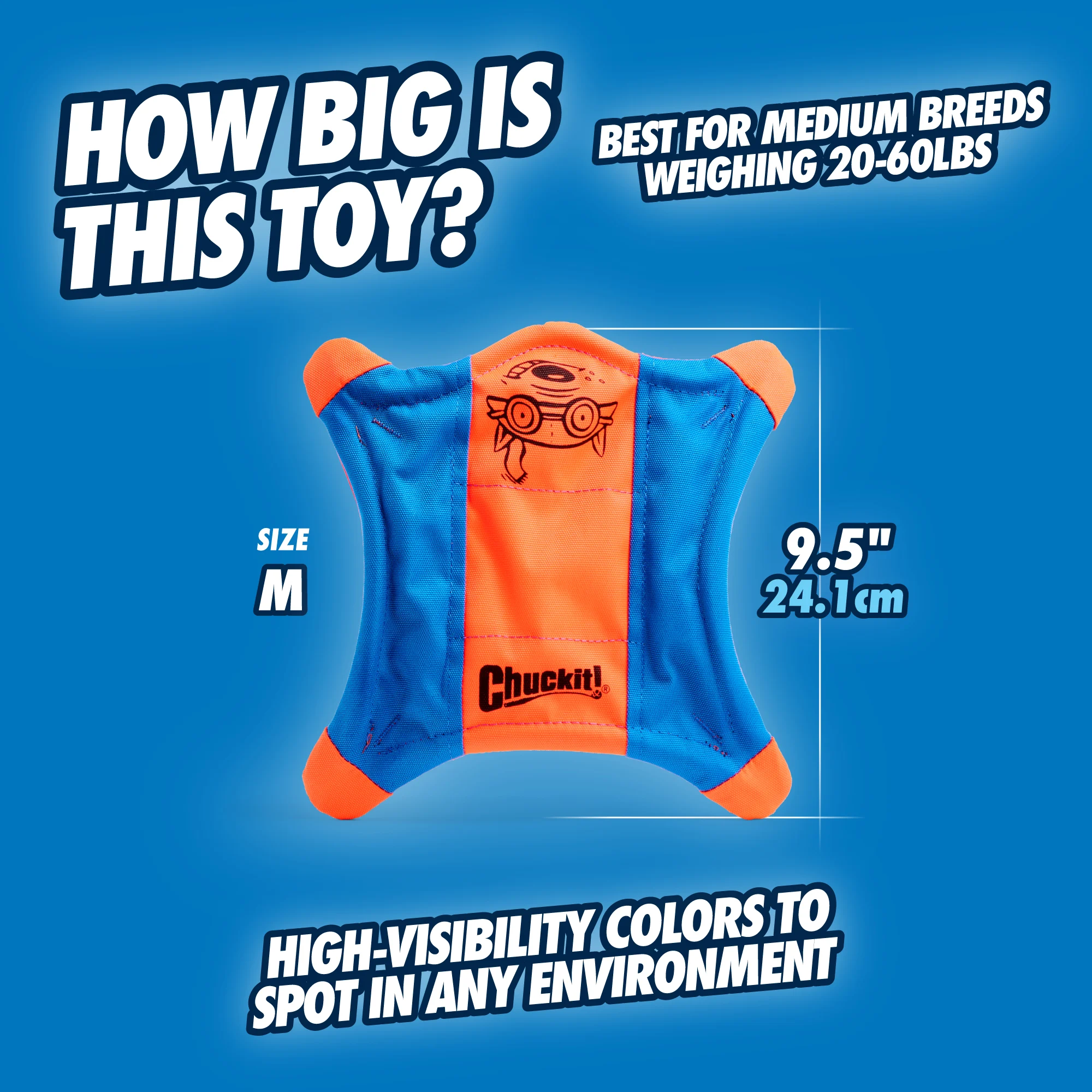 Frisbee pro psy z plátna se svítícími tlapkami, 24 x 24 cm – Chuckit! Flying Squirrel M - Obrázek 4
