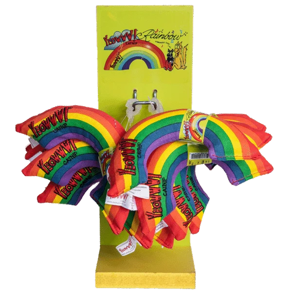 Duhová hračka pro kočky se šantou kočičí, 12 kusů po 15 cm – Yeowww! Rainbow Display