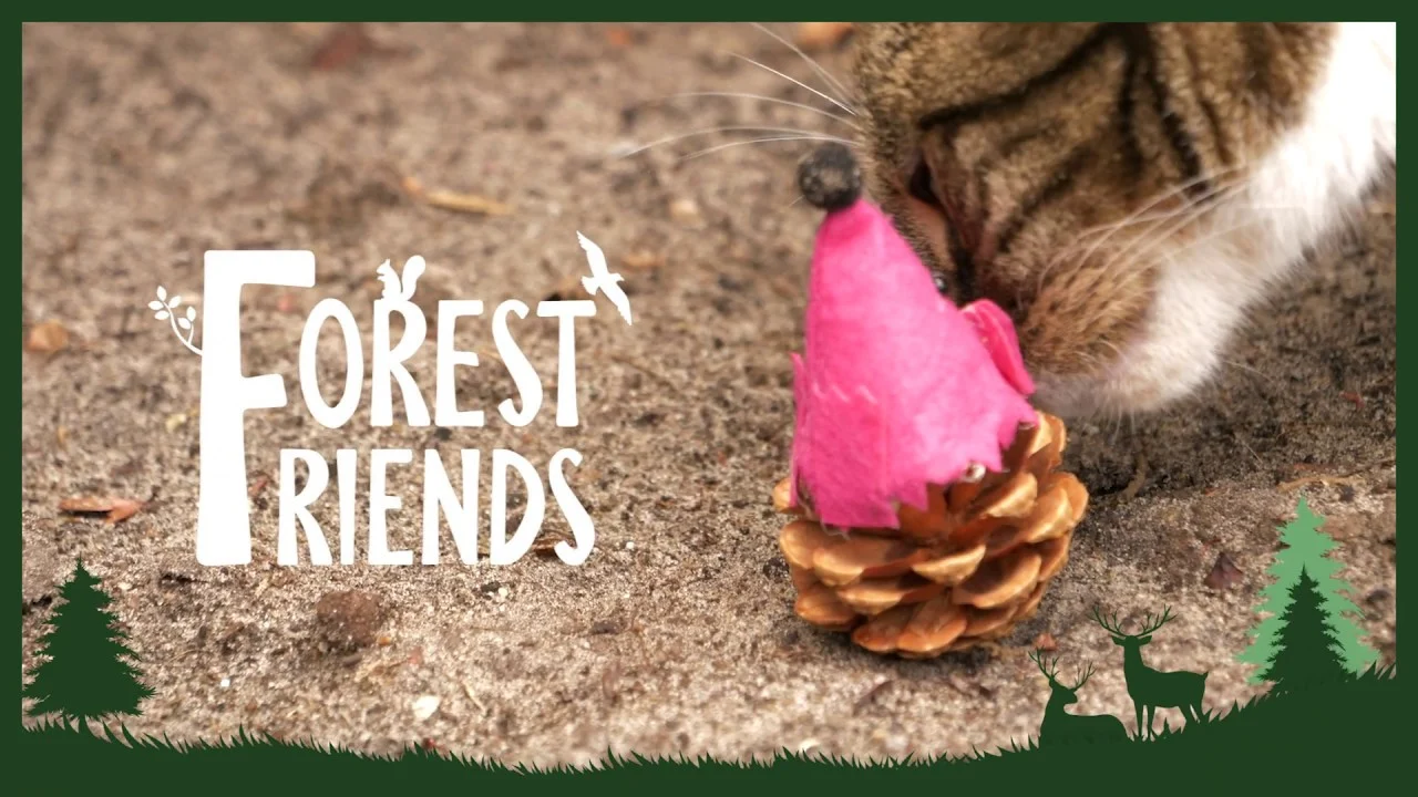 Hračka pro kočky ve tvaru myšky z šišky a plsti s Madnip, oranžová, 8 cm – Forest Friends Mouse - Obrázek 5