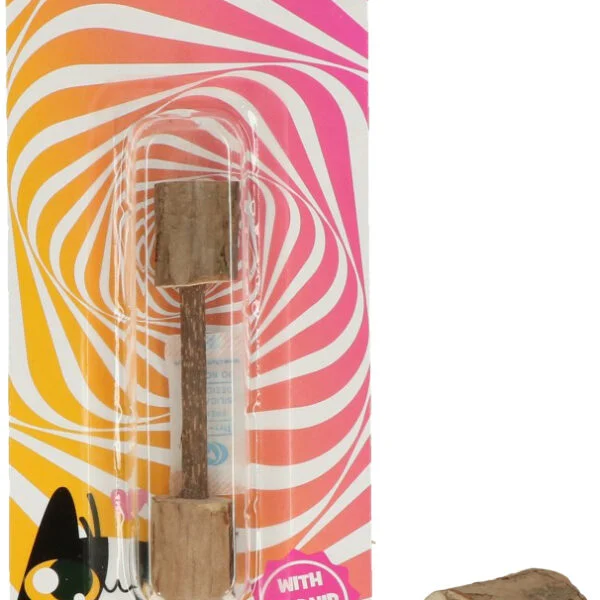 Dřevěná hračka pro kočky ve tvaru činky s MADNIP – Addicted! Wood Dumbell