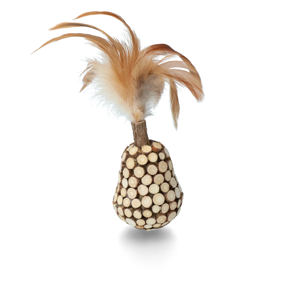 Dřevěná vratká hračka pro kočky s peříčky a MADNIPem – Addicted! Wooden Wobbler with Feathers - Obrázek 2