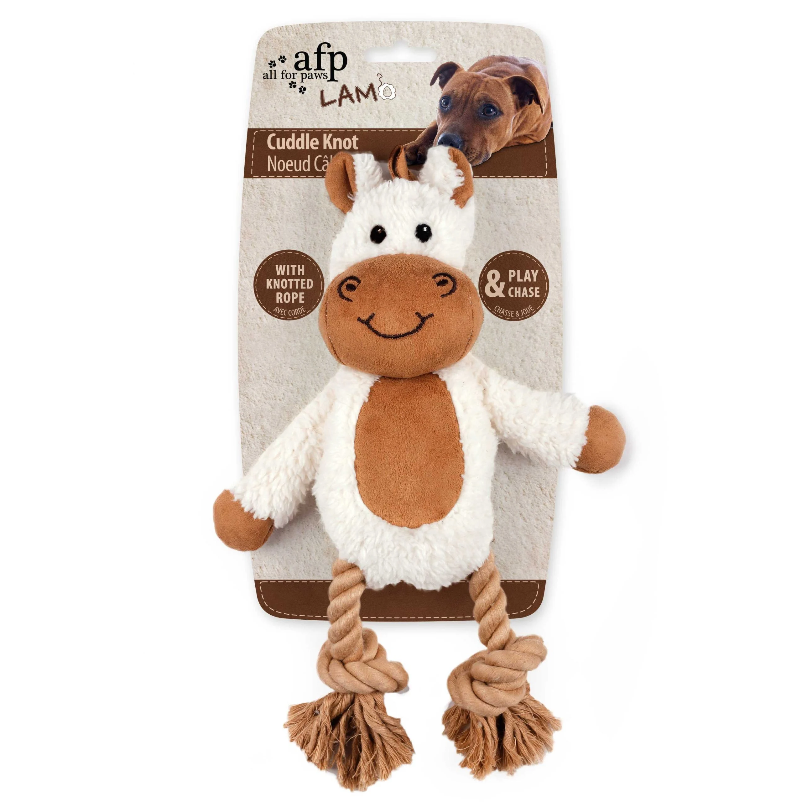Plyšová hračka pro psy s lanem a pískátkem – AFP Lambswool - Cuddle Knot - Obrázek 2