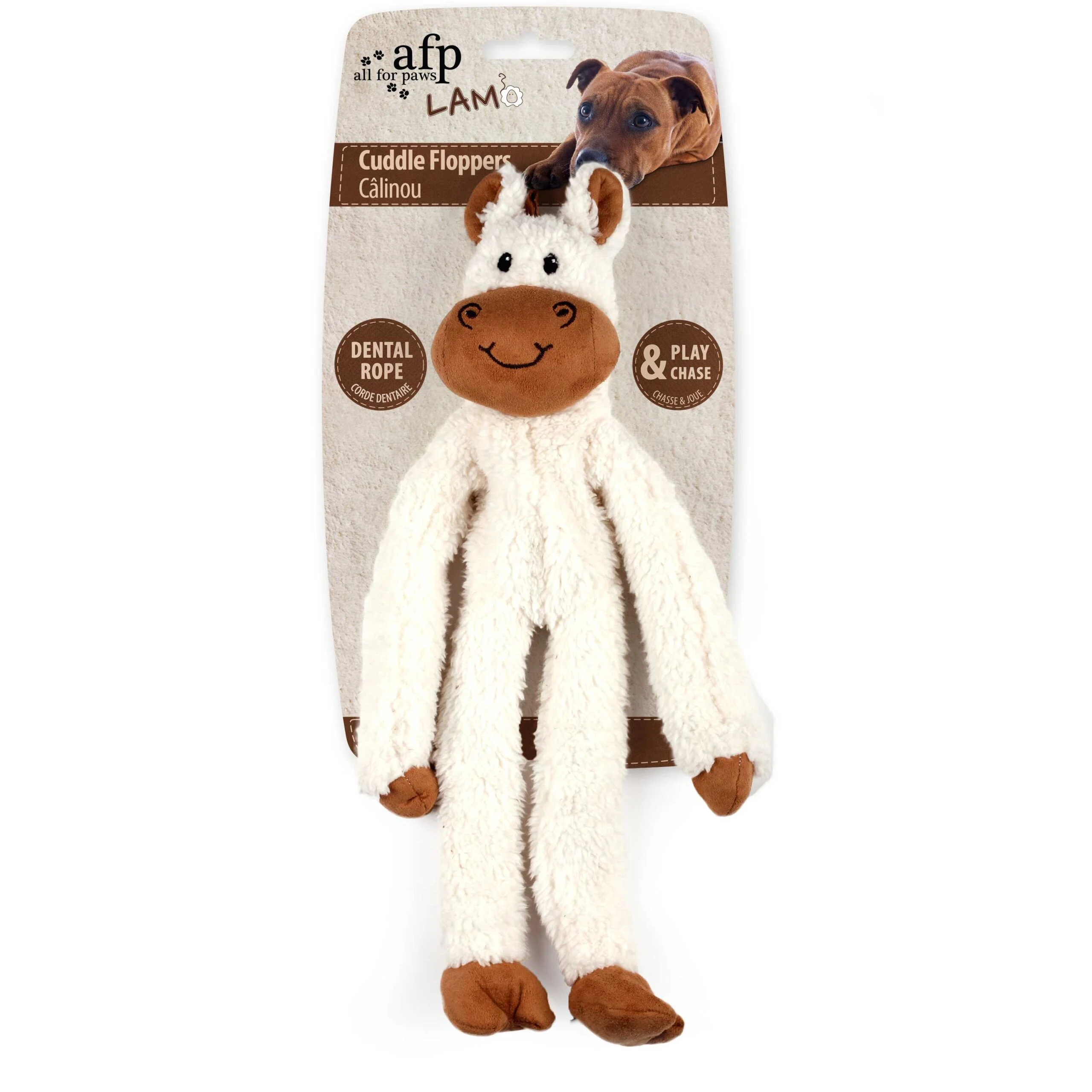 Plyšová hračka pro psy s dentálním lanem a pískátkem, 43 x 16 x 6,5 cm – AFP Lambswool - Cuddle floppers - Obrázek 3