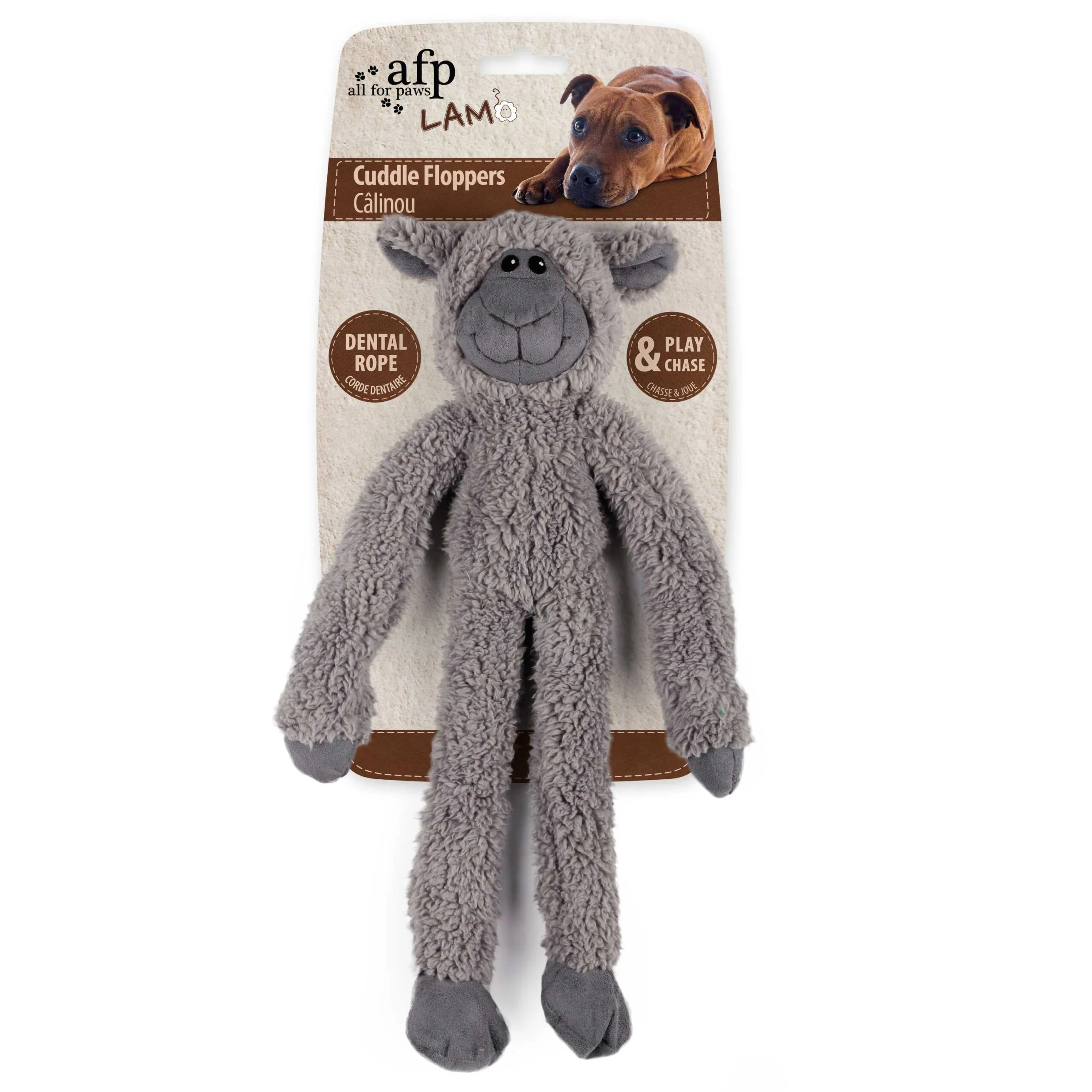 Plyšová hračka pro psy s dentálním lanem a pískátkem, 43 x 16 x 6,5 cm – AFP Lambswool - Cuddle floppers - Obrázek 2