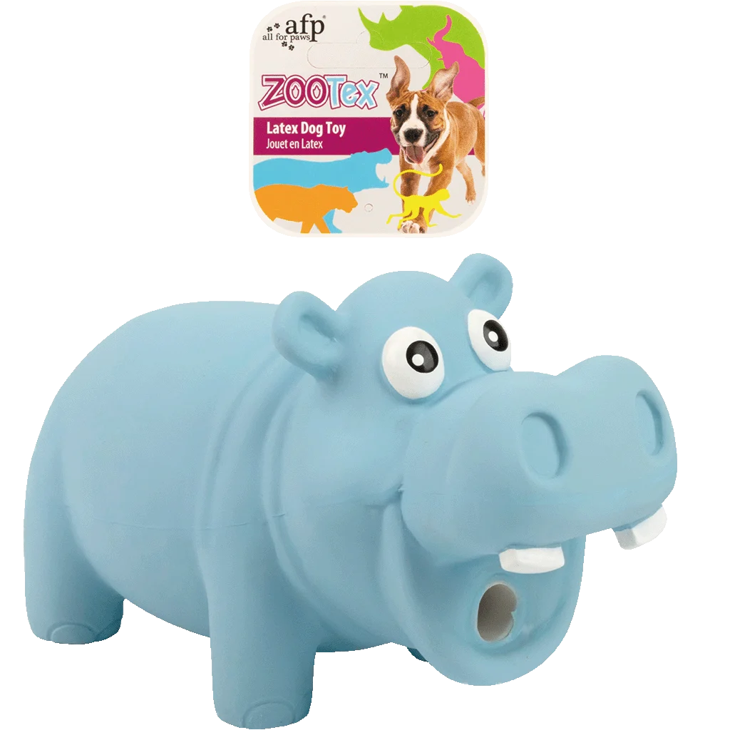 Latexová hračka pro psy s pískátkem, velikost L – AFP ZooTex Hector the Hippo - Obrázek 1