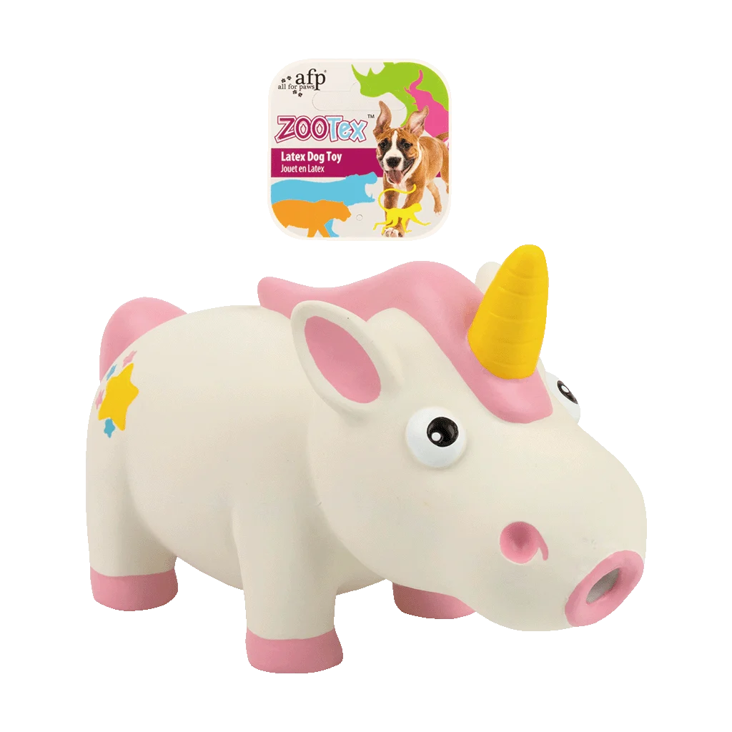 Latexová hračka pro psy s pískátkem, velikost S – AFP ZooTex Peneloppe the Unicorn - Obrázek 1