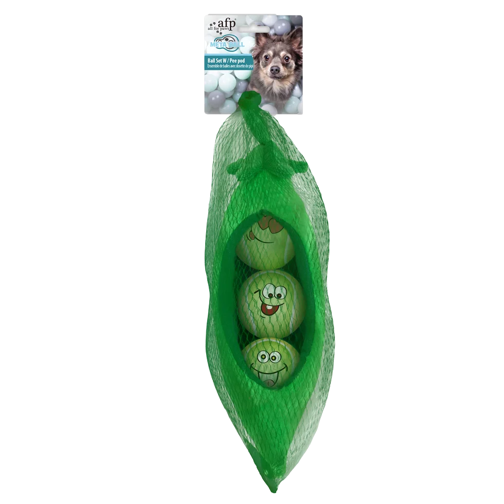 Sada míčků pro psy v lusku, 3 míčky s pískátkem, ø 6,3 cm – AFP Meta Ball Ball Set w/ Pee Pod - Obrázek 1