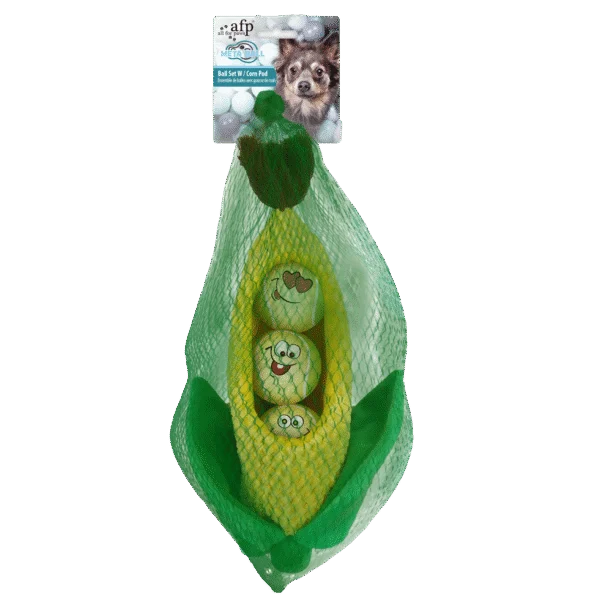 Sada míčků pro psy v kukuřičném klasu, 3 míčky s pískátkem, ø 6,3 cm – AFP Meta Ball Ball Set w/ Corn Pod