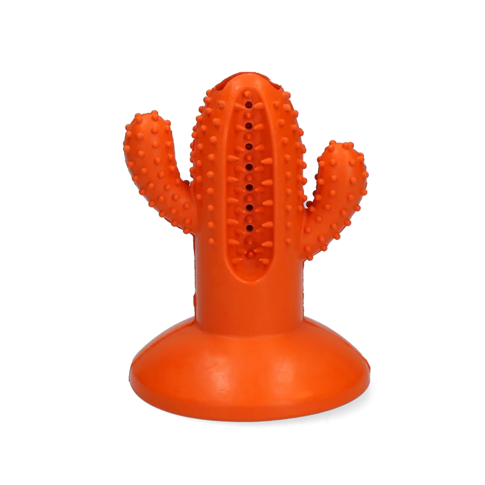 Žvýkací hračka kaktus z gumy s přísavkou, M, oranžová, 9,4 x 12,3 x 9,5 cm – AFP Dental Chews - Dental Cactus - Obrázek 2
