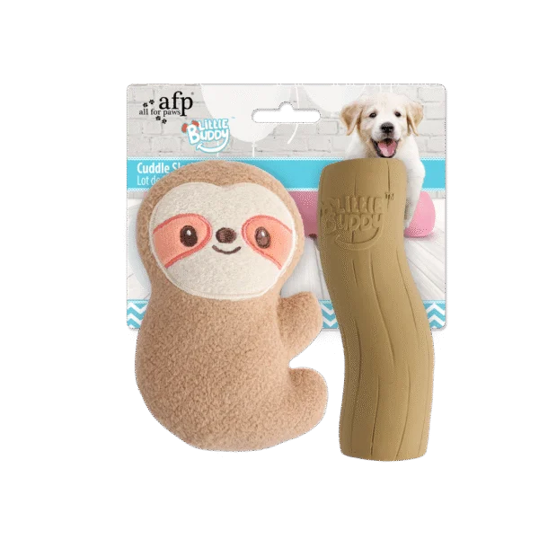 Sada hraček pro štěňata s plyšákem a pískátky, 2 ks – AFP Little Buddy 2-Pack Toy Cuddle Sloth