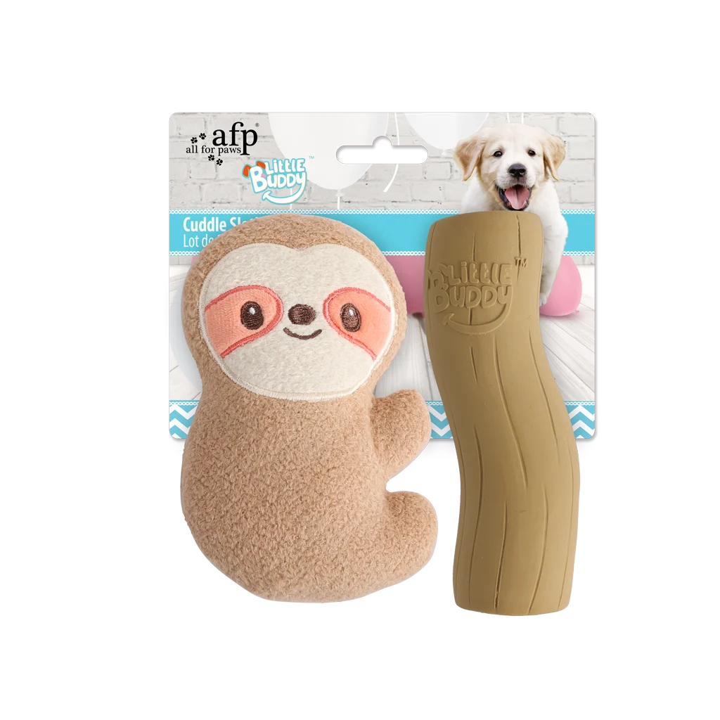 Sada hraček pro štěňata s plyšákem a pískátky, 2 ks – AFP Little Buddy 2-Pack Toy Cuddle Sloth - Obrázek 1