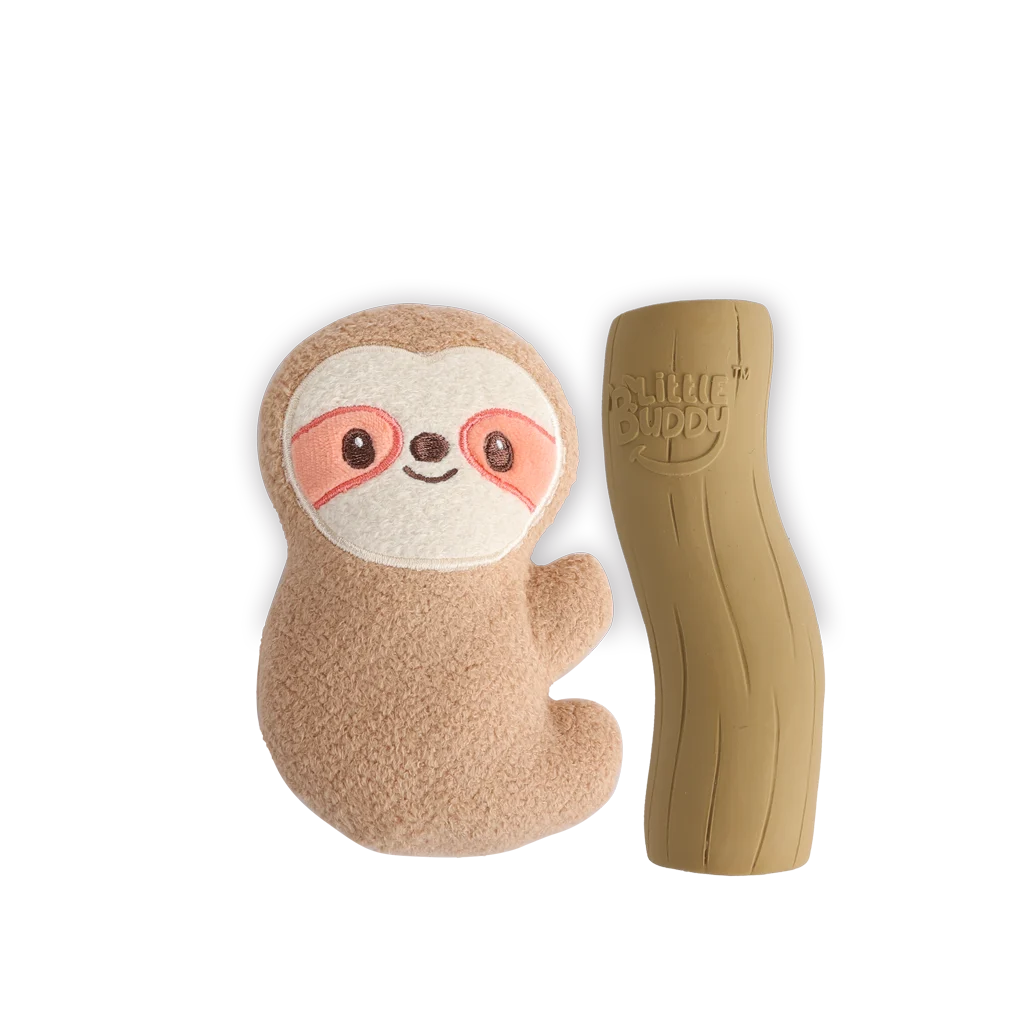 Sada hraček pro štěňata s plyšákem a pískátky, 2 ks – AFP Little Buddy 2-Pack Toy Cuddle Sloth - Obrázek 2