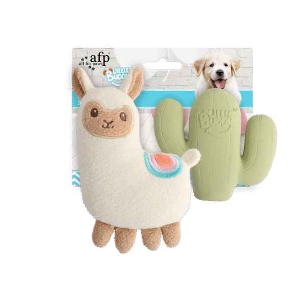 Sada hraček pro štěňata s plyšovou hračkou a pískátky, 2 kusy – AFP Little Buddy 2-Pack Toy Fiesta