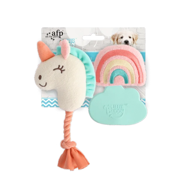Sada hraček pro štěňata se 2 plyšovými hračkami a pískátky, 3 kusy – AFP Little Buddy 3-Pack Toy Wonderland