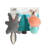 Sada hraček pro štěňata se 2 plyšovými hračkami a pískátkem, 3 kusy – AFP Little Buddy 3-Pack Toy Woodland
