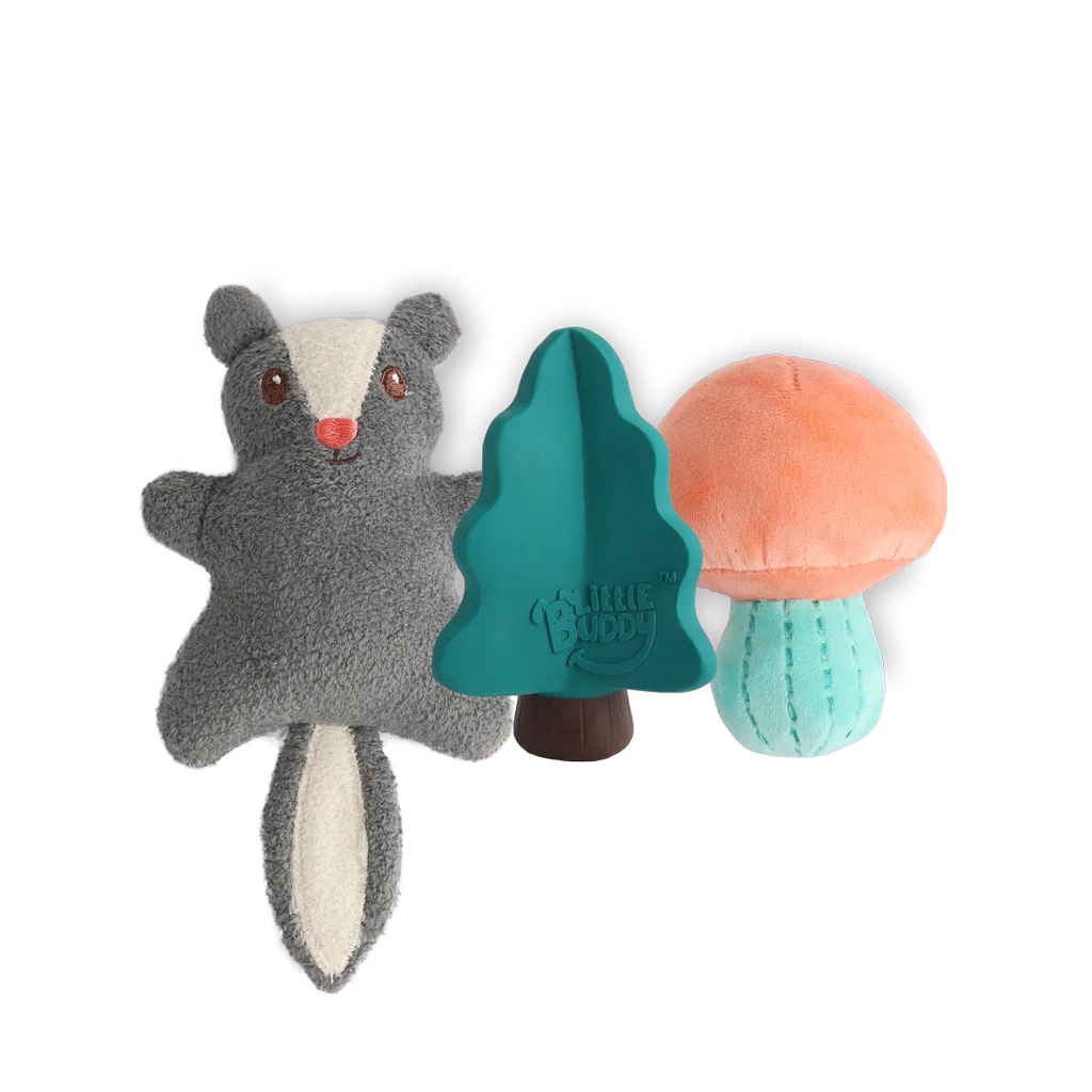 Sada hraček pro štěňata se 2 plyšovými hračkami a pískátkem, 3 kusy – AFP Little Buddy 3-Pack Toy Woodland - Obrázek 2