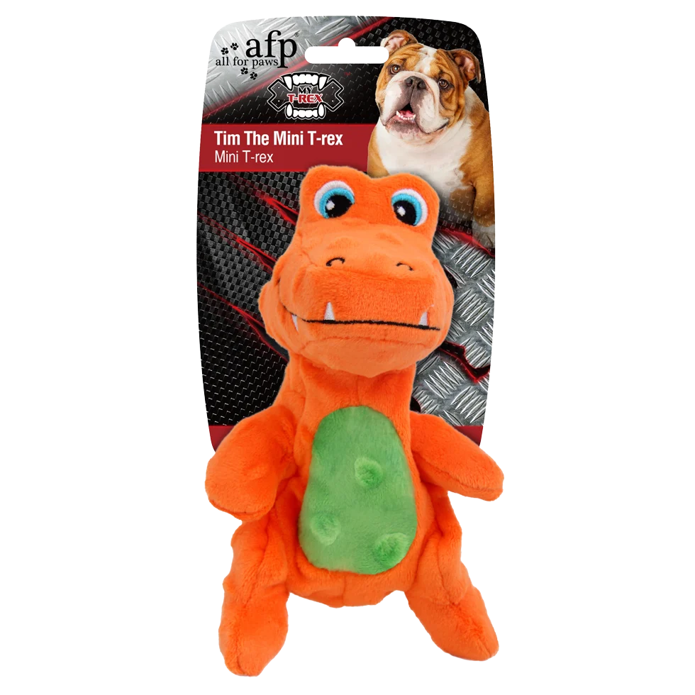 Plyšová hračka pro psy s pískátkem a šusticí výplní, cca 18 cm – AFP My T-Rex Tim the Mini T-Rex S - Obrázek 1