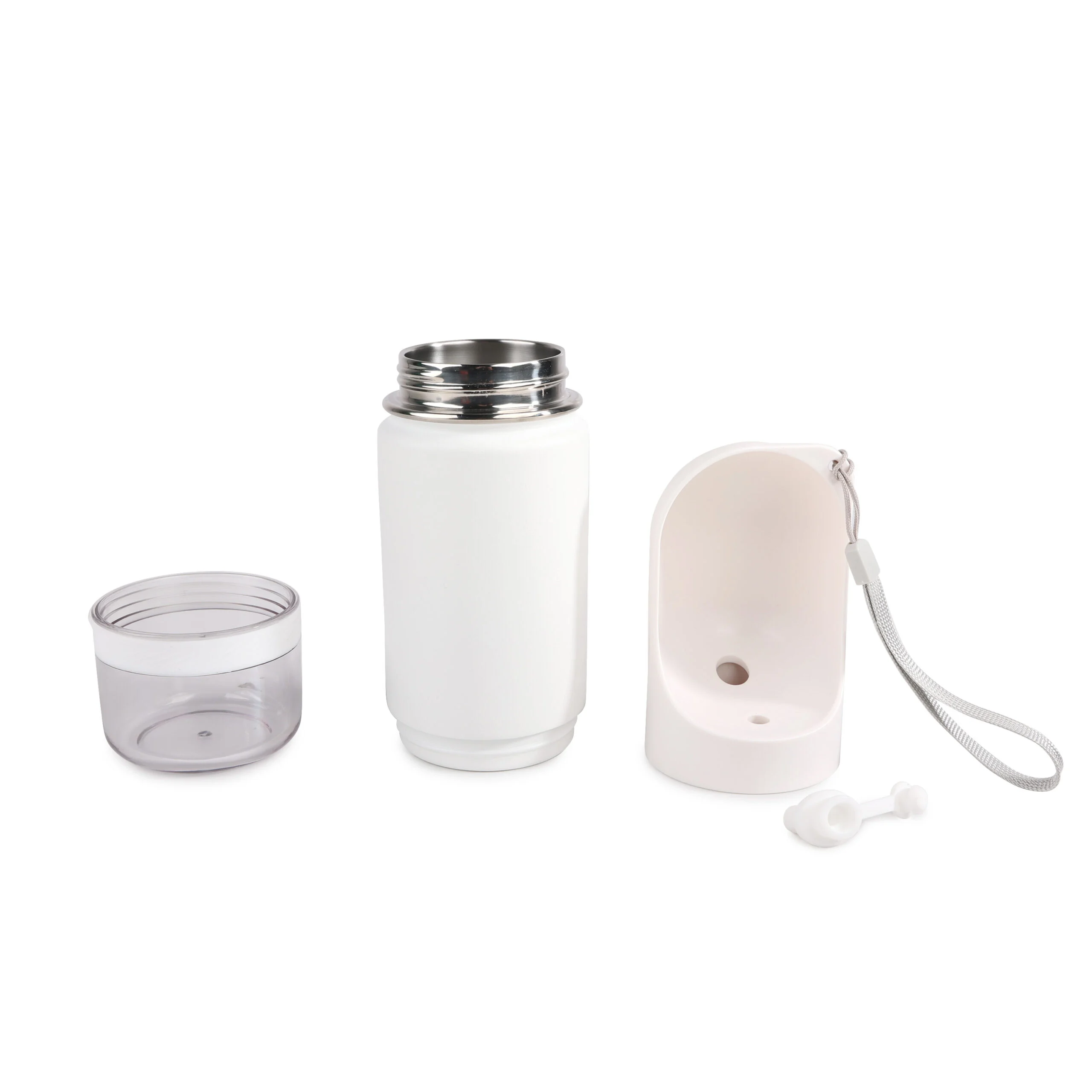 Láhev na vodu pro psy s miskou na pití a přihrádkou na pamlsky, 414 ml – AFP 2 In 1 Stainless Drinking Bottle - Obrázek 2