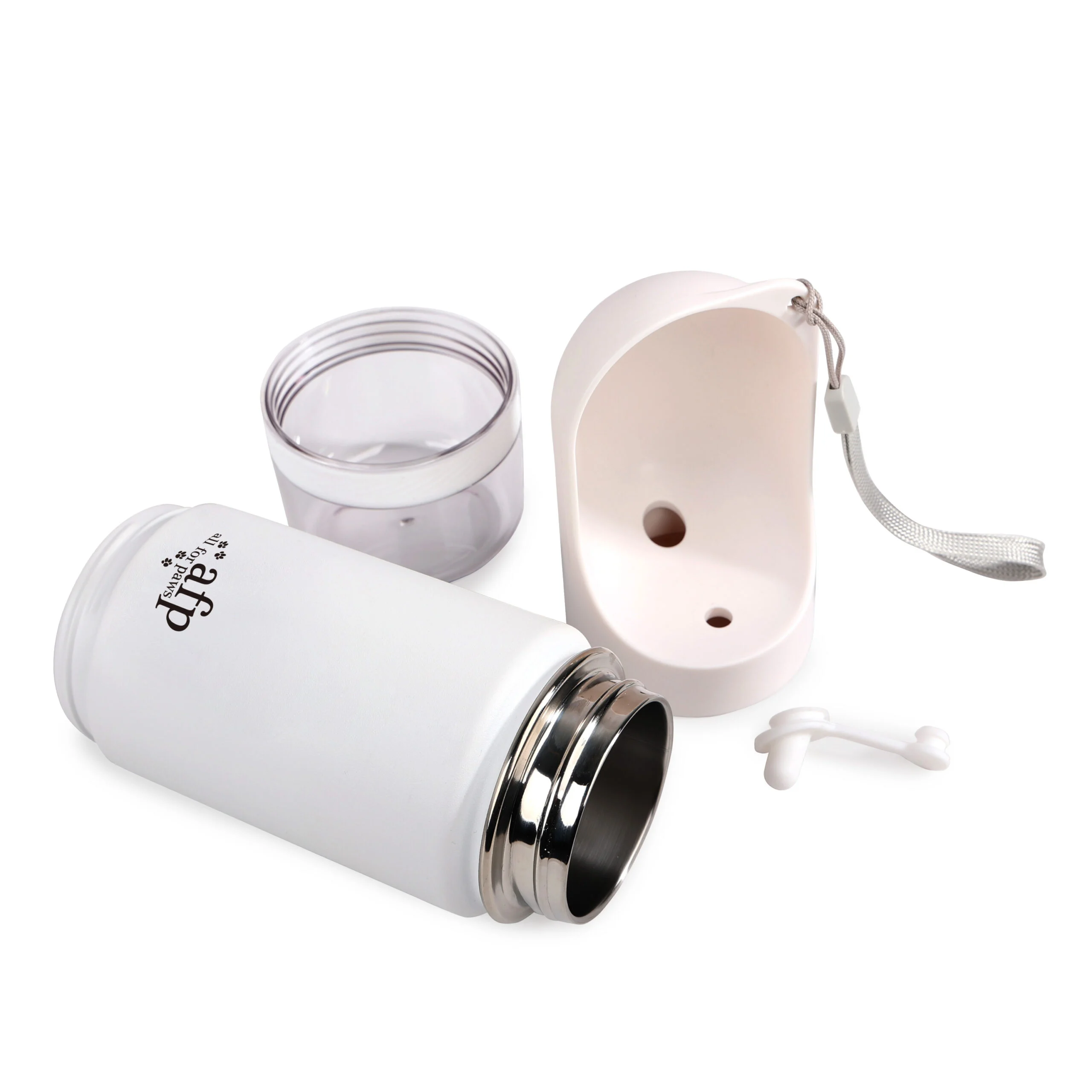 Láhev na vodu pro psy s miskou na pití a přihrádkou na pamlsky, 414 ml – AFP 2 In 1 Stainless Drinking Bottle - Obrázek 4