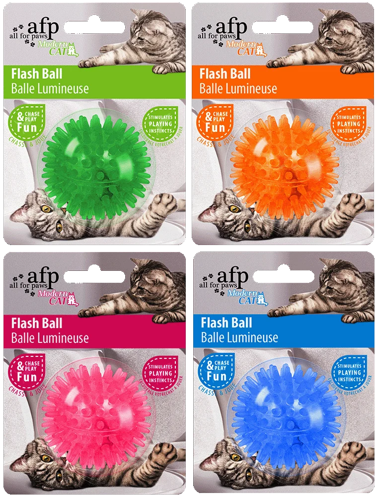 Gumový míček pro kočky, bliká při pohybu, 5 cm – AFP Modern Cat Flash Ball - Obrázek 1