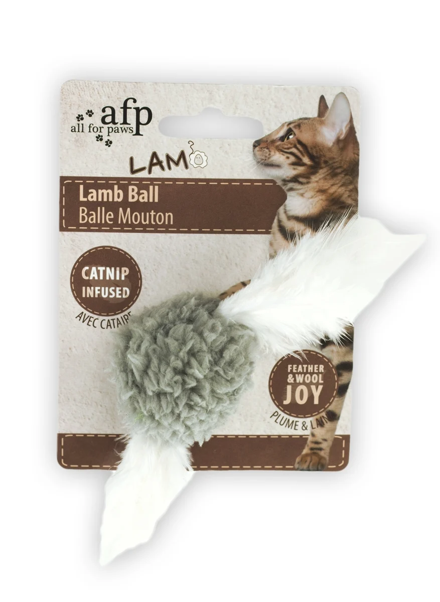 Kočičí míček se šantou kočičí a zvukem ptáka, 5 x 5 x 3 cm – AFP Lambswool Lamb Ball - Obrázek 4