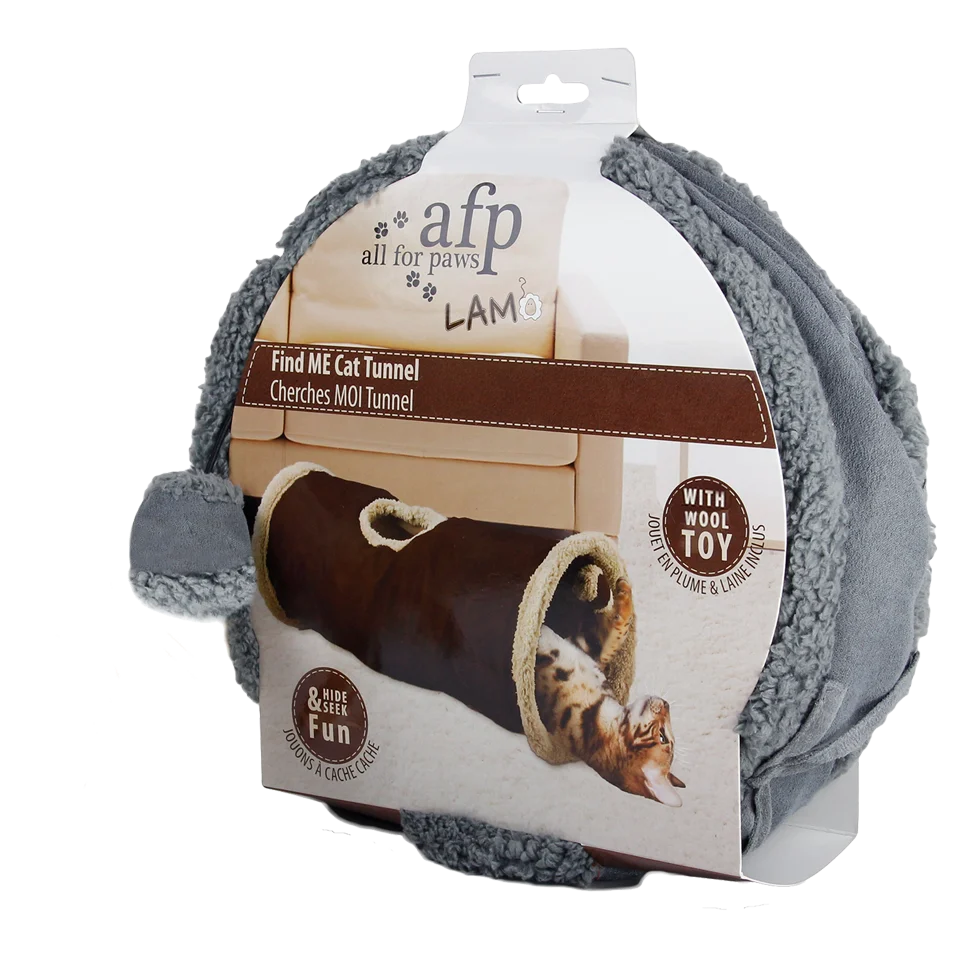 Tunel pro kočky s jehněčí vlnou a horním otvorem, 62 x 26 cm – AFP Lambswool - Find Me Cat Tunnel - Obrázek 1