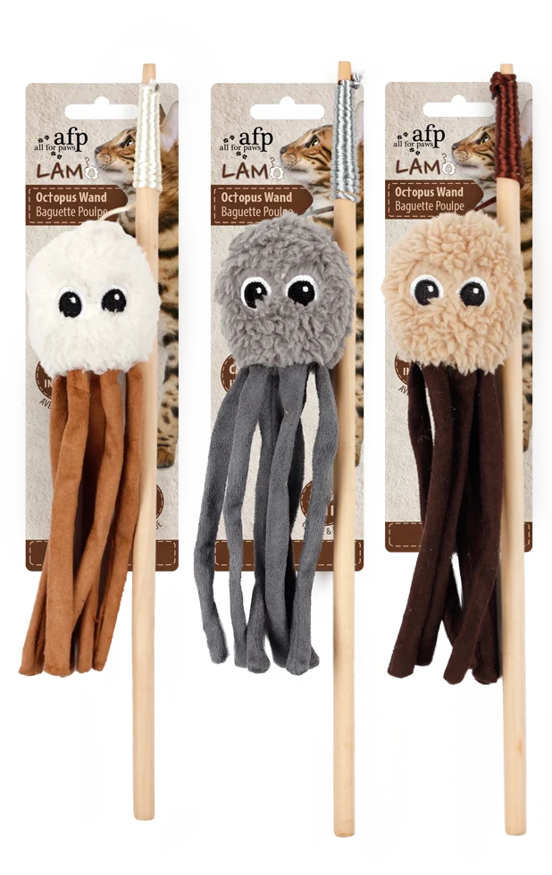 Kočičí prut s šustící chobotnicí a šantou kočičí – AFP Lambswool Octupus Wand - Obrázek 1