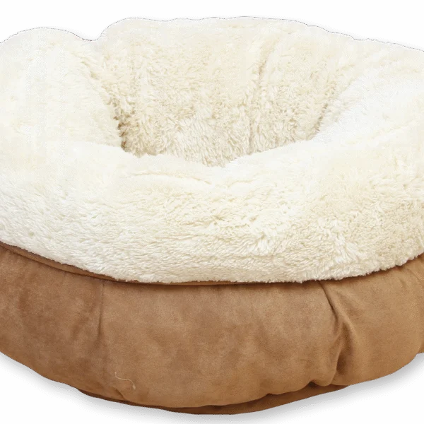Plyšový kulatý pelíšek pro psy, béžový, 45 x 45 x 25 cm – AFP Lambswool Donut Bed