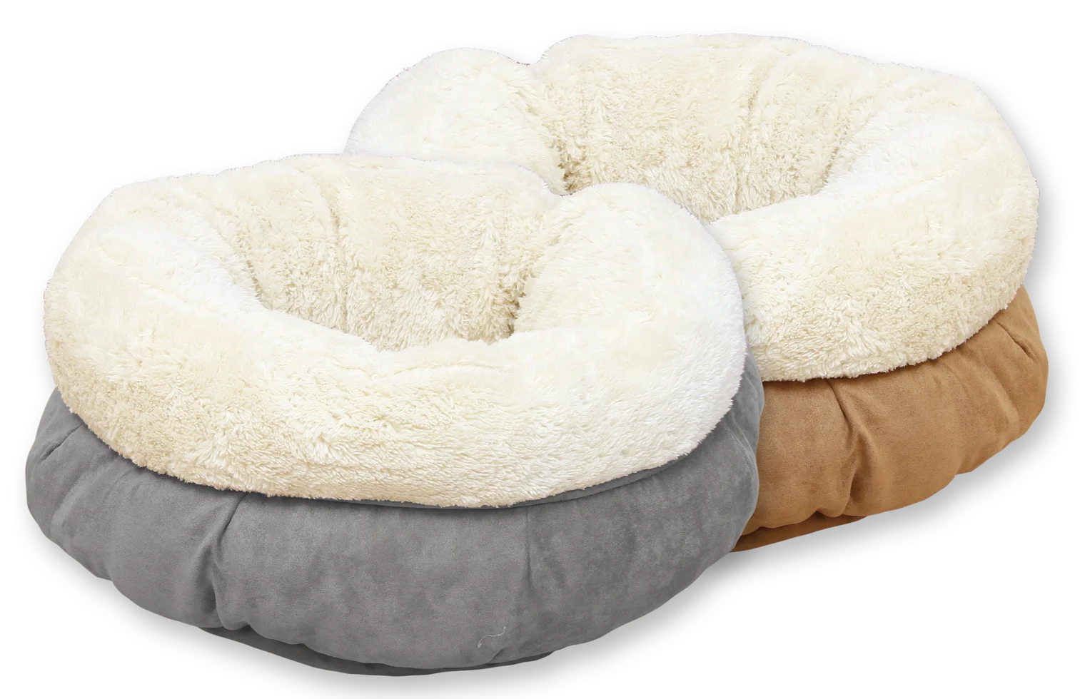 Plyšový kulatý pelíšek pro psy, béžový, 45 x 45 x 25 cm – AFP Lambswool Donut Bed - Obrázek 5