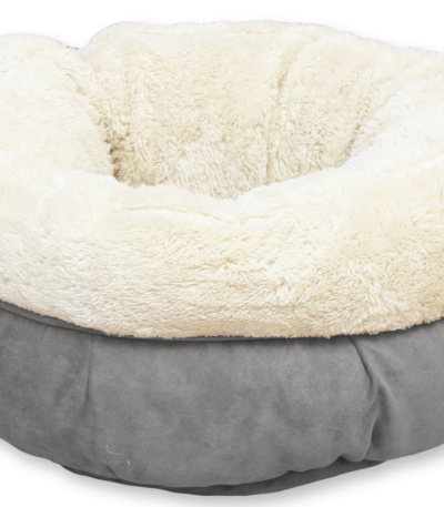 Kulatý plyšový pelíšek pro psy, šedý, 45 x 45 x 25 cm – AFP Lambswool Donut Bed