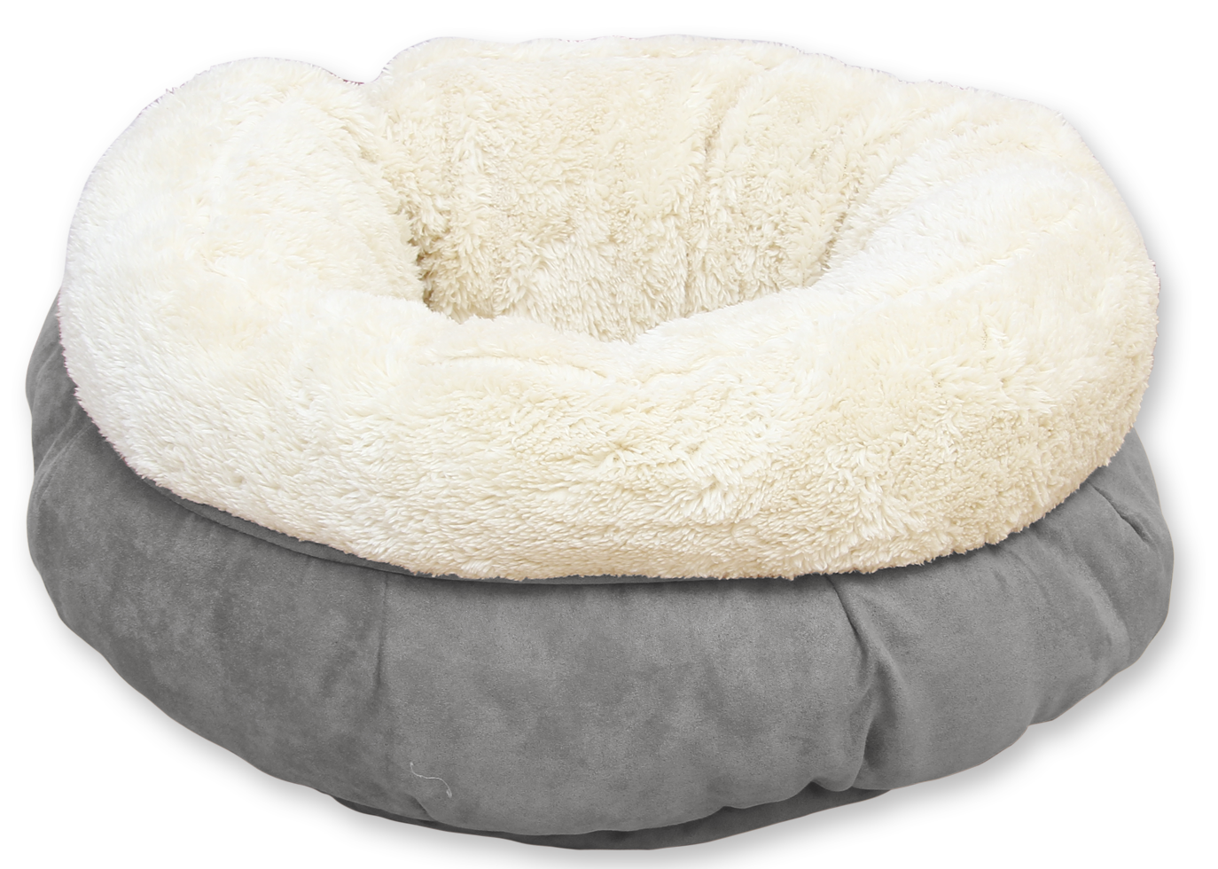 Donutvormige Hondenmand van Pluche Grijs, 45 x 45 x 25 cm – AFP Lambswool Donut Bed Kulatý plyšový pelíšek pro psy, šedý, 45 x 45 x 25 cm – AFP Lambswool Donut Bed