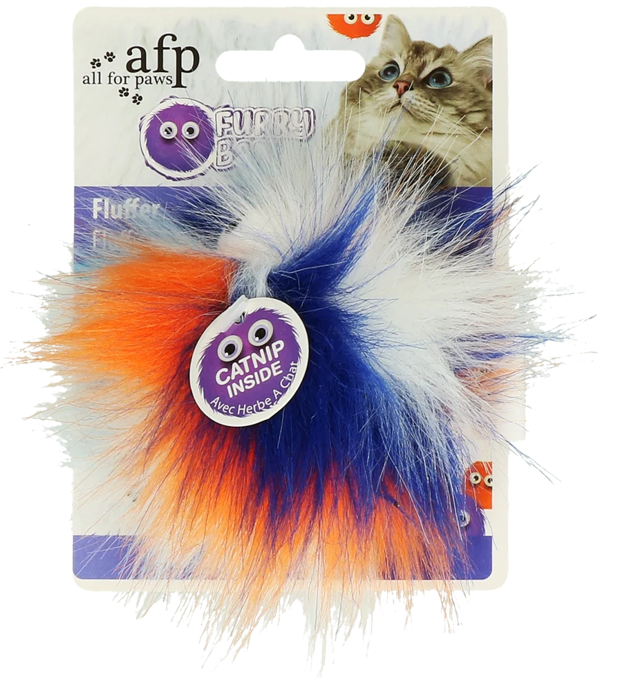 AFPK02803.png Míček pro kočky se šantou kočičí, Ø 5 cm, oranžový – AFP Furry Ball - Fluffy Ball - Obrázek 1
