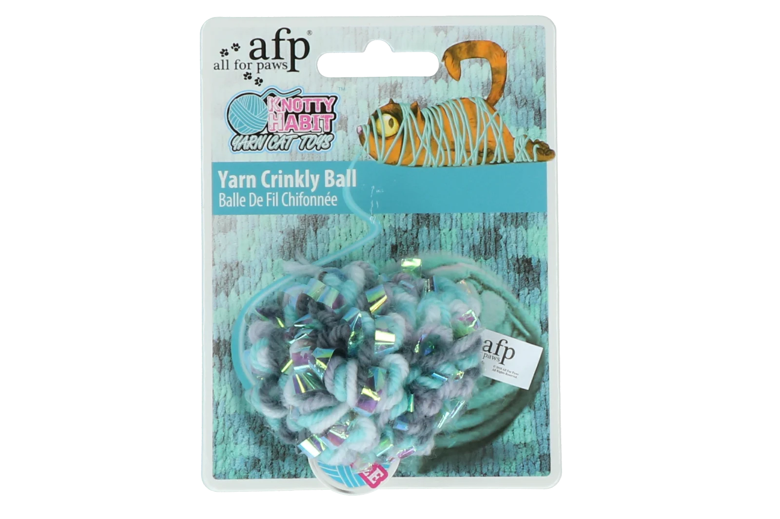 Klubíčko z příze pro kočky s catnipem a šustivým zvukem, 7 x 7 x 7 cm – AFP Knotty Habit - Yarn Crinkly Ball - Obrázek 2