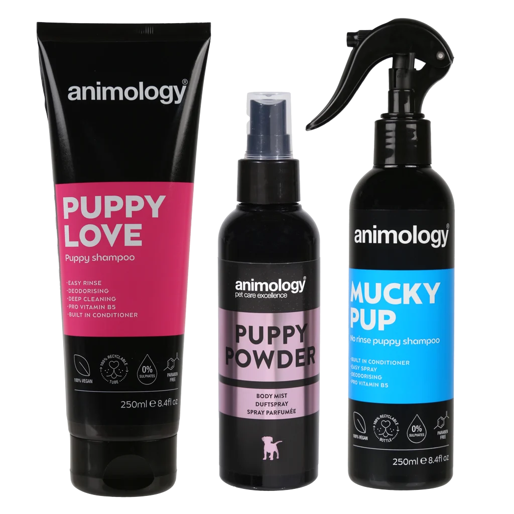 Sada péče o štěně se šamponem, tělovou mlhou a sprejem na srst, 3 produkty – Animology My First Puppy Pack - Obrázek 3
