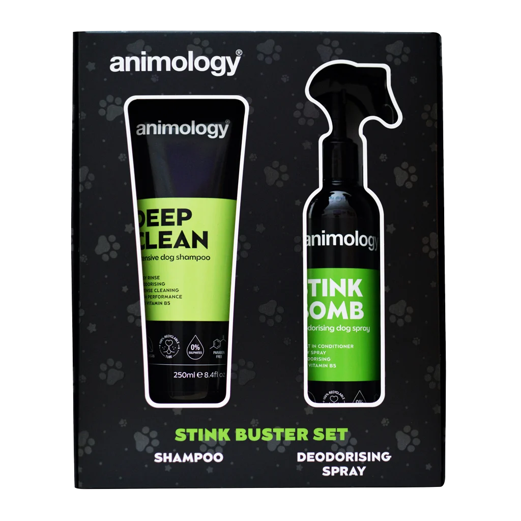Sada na čištění srsti pro psy se šamponem a deodorizačním sprejem, 2 produkty – Animology Stink Buster Set - Obrázek 1