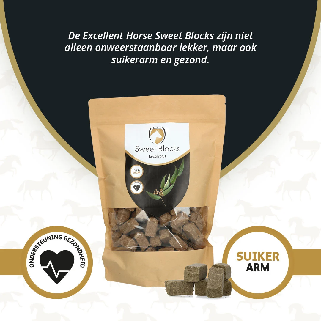 Pamlsky pro koně Eucalyptus, nízkosacharidové, 1 kg – Excellent Horse Sweet Blocks - Obrázek 2
