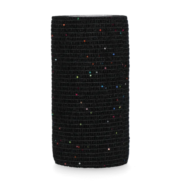 Samodržící obinadlo s třpytkami, 10 cm, černé – Excellent Animal Glitter Bandage Profi