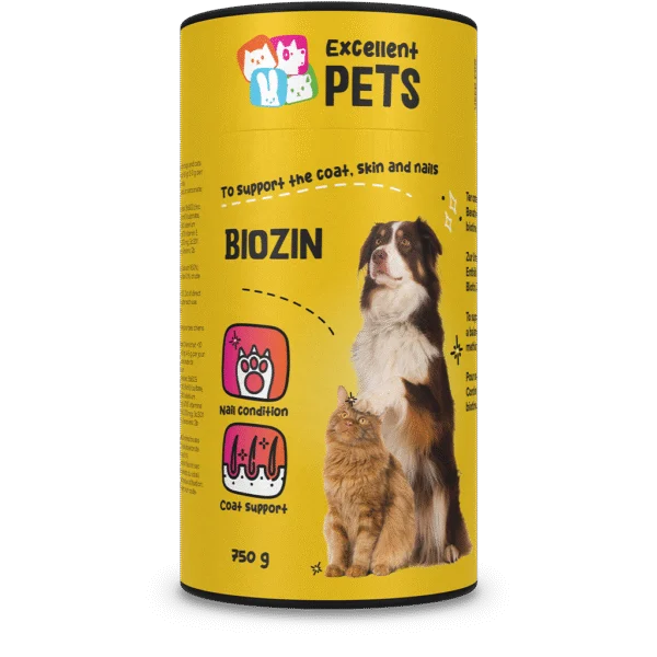 Doplněk pro srst psů a koček s biotinem, 750 g – Excellent Pets Biozin
