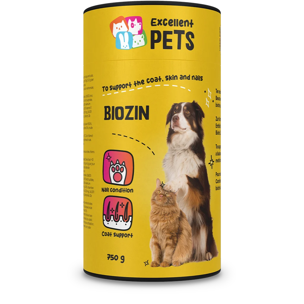 Doplněk pro srst psů a koček s biotinem, 750 g – Excellent Pets Biozin - Obrázek 1