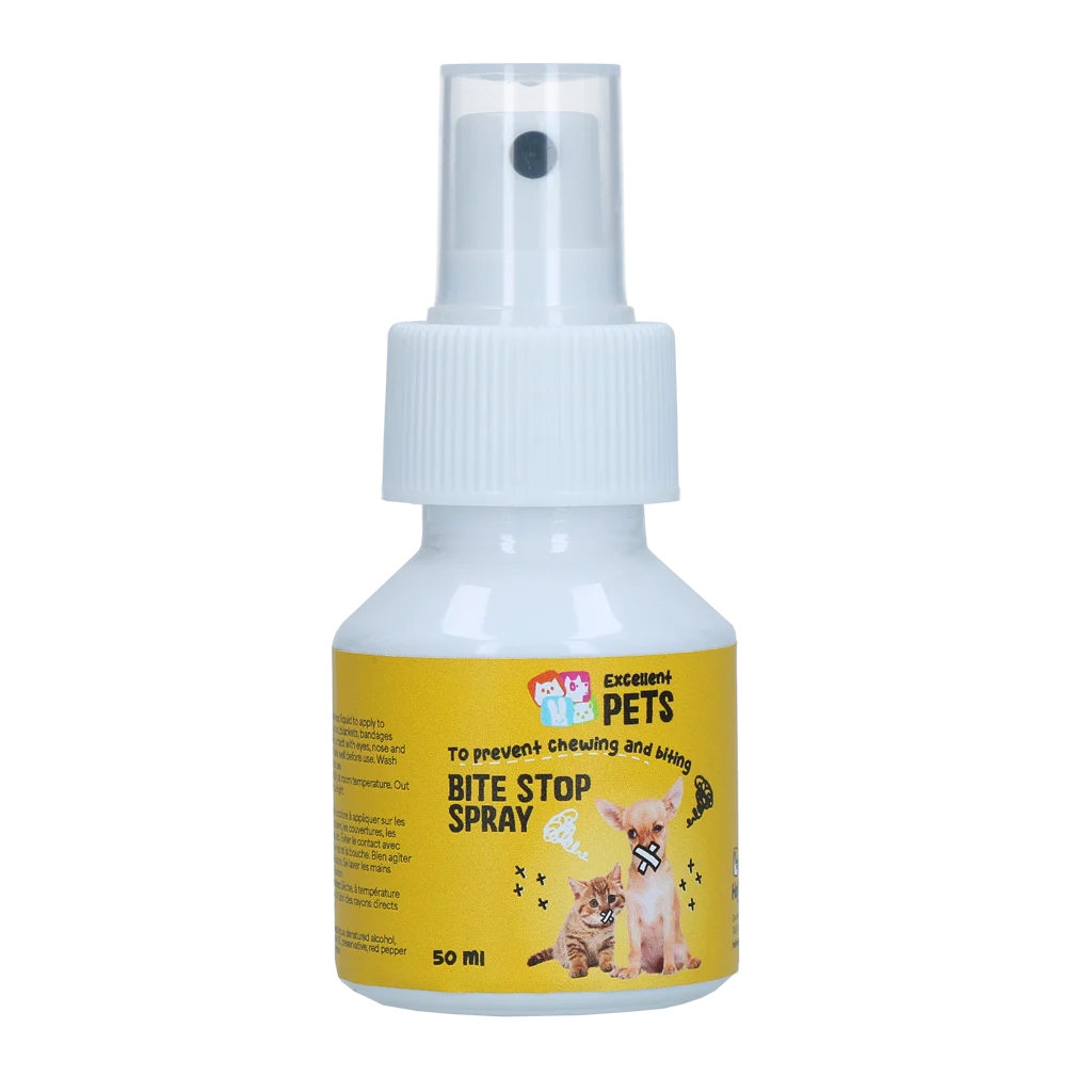 Sprej proti okusování pro psy a kočky s hořkou látkou, 50 ml – Excellent Pets Bite Stop Spray - Obrázek 1
