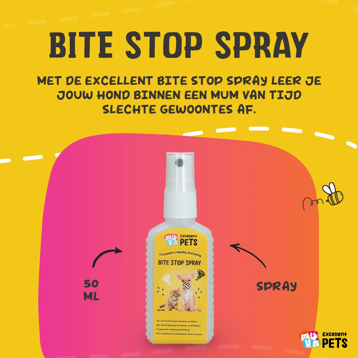 Sprej proti okusování pro psy a kočky s hořkou látkou, 50 ml – Excellent Pets Bite Stop Spray - Obrázek 3