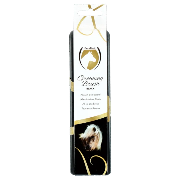 Kartáč pro koně M pro péči o srst, 17,5 x 5 x 2 cm, černý – Excellent Horse Grooming Brush