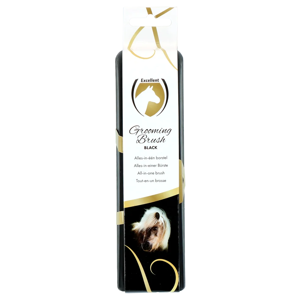 Kartáč pro koně M pro péči o srst, 17,5 x 5 x 2 cm, černý – Excellent Horse Grooming Brush - Obrázek 1