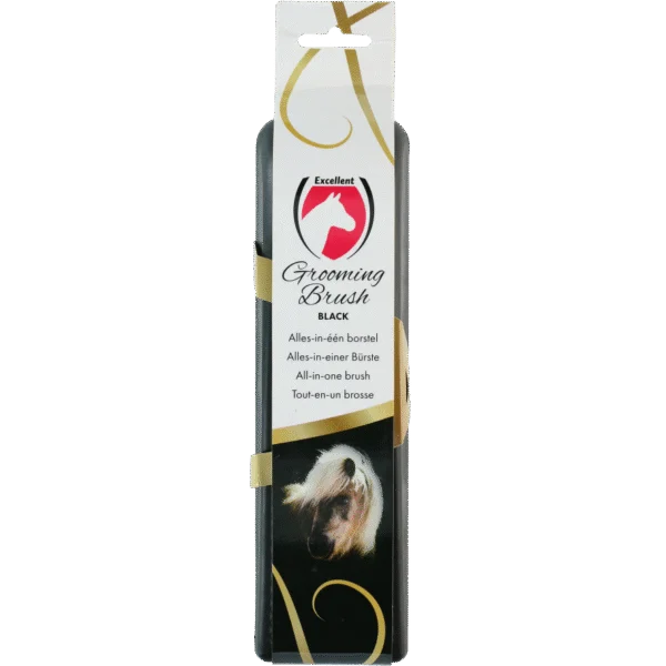 Kartáč na koně L pro péči o srst, 23 x 6,5 x 3 cm, černý – Excellent Horse Grooming Brush