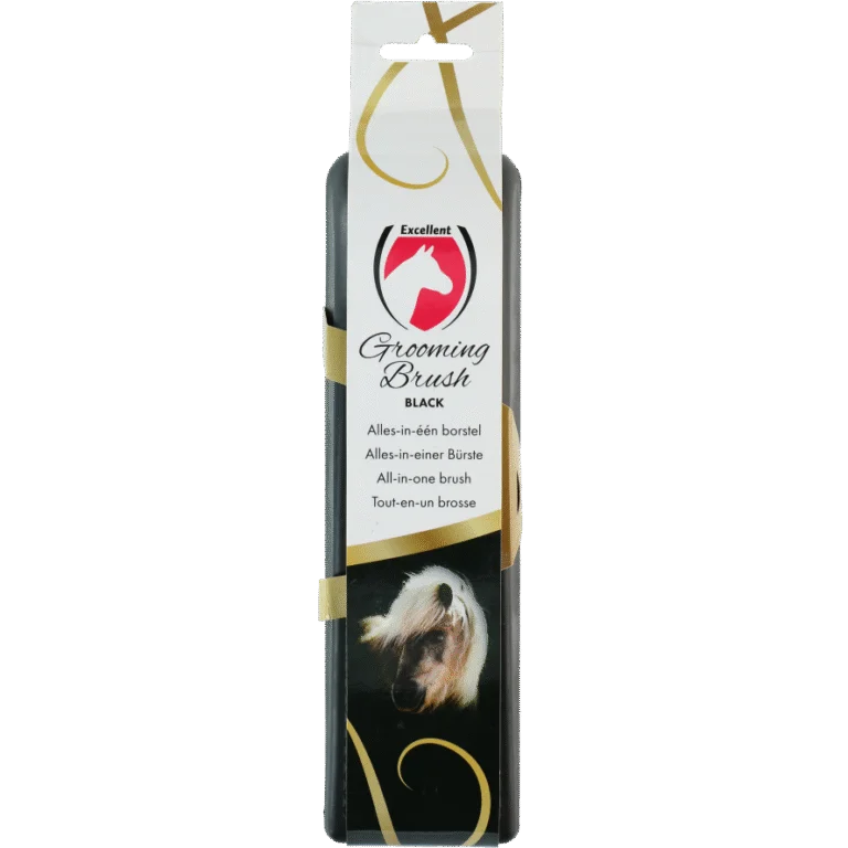 Kartáč na koně L pro péči o srst, 23 x 6,5 x 3 cm, černý – Excellent Horse Grooming Brush