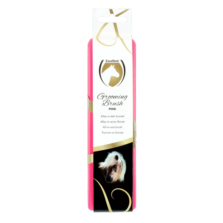 Koňský kartáč M na péči o srst, 17,5 x 5 x 2 cm, růžový – Excellent Horse Grooming Brush