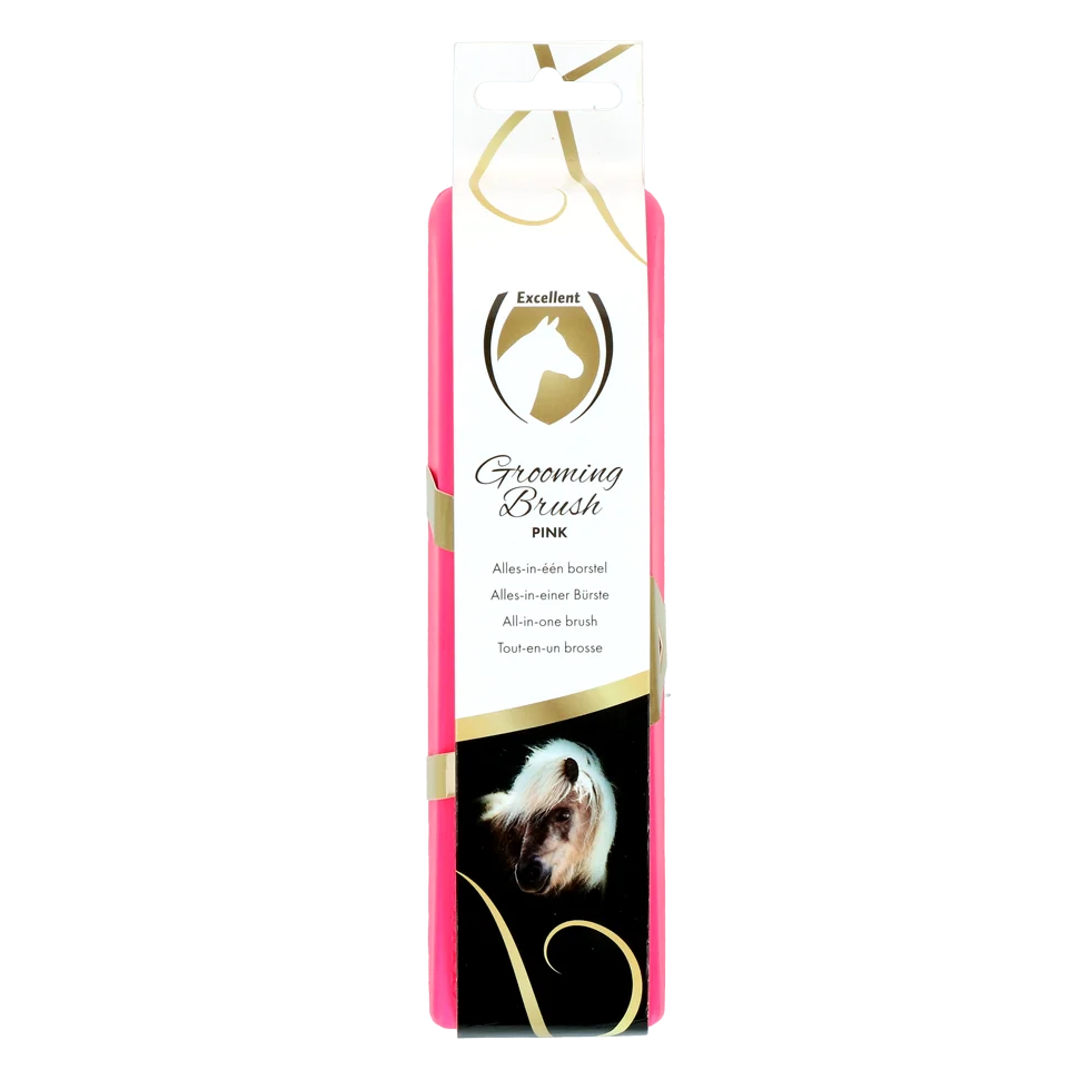 Koňský kartáč M na péči o srst, 17,5 x 5 x 2 cm, růžový – Excellent Horse Grooming Brush - Obrázek 1