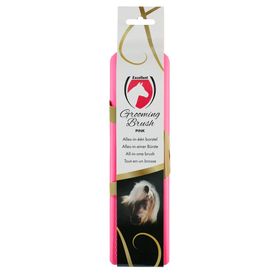 Kartáč na mytí a masáž koně, růžový, L, 23 x 6,5 x 3 cm – Excellent Horse Grooming Brush - Obrázek 1